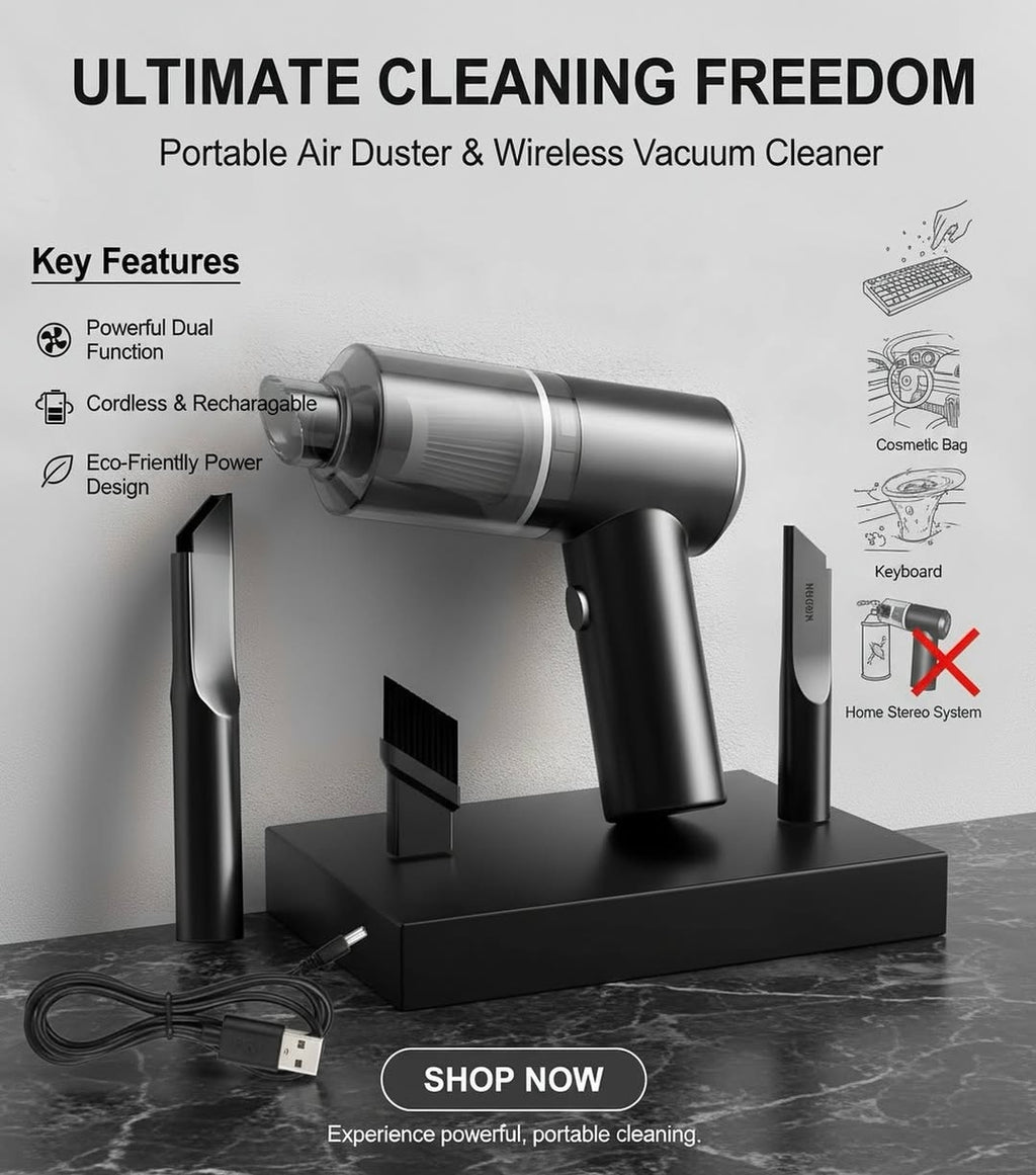 BlazeAir™ Portable Air Duster & Wireless Vacuum Cleaner