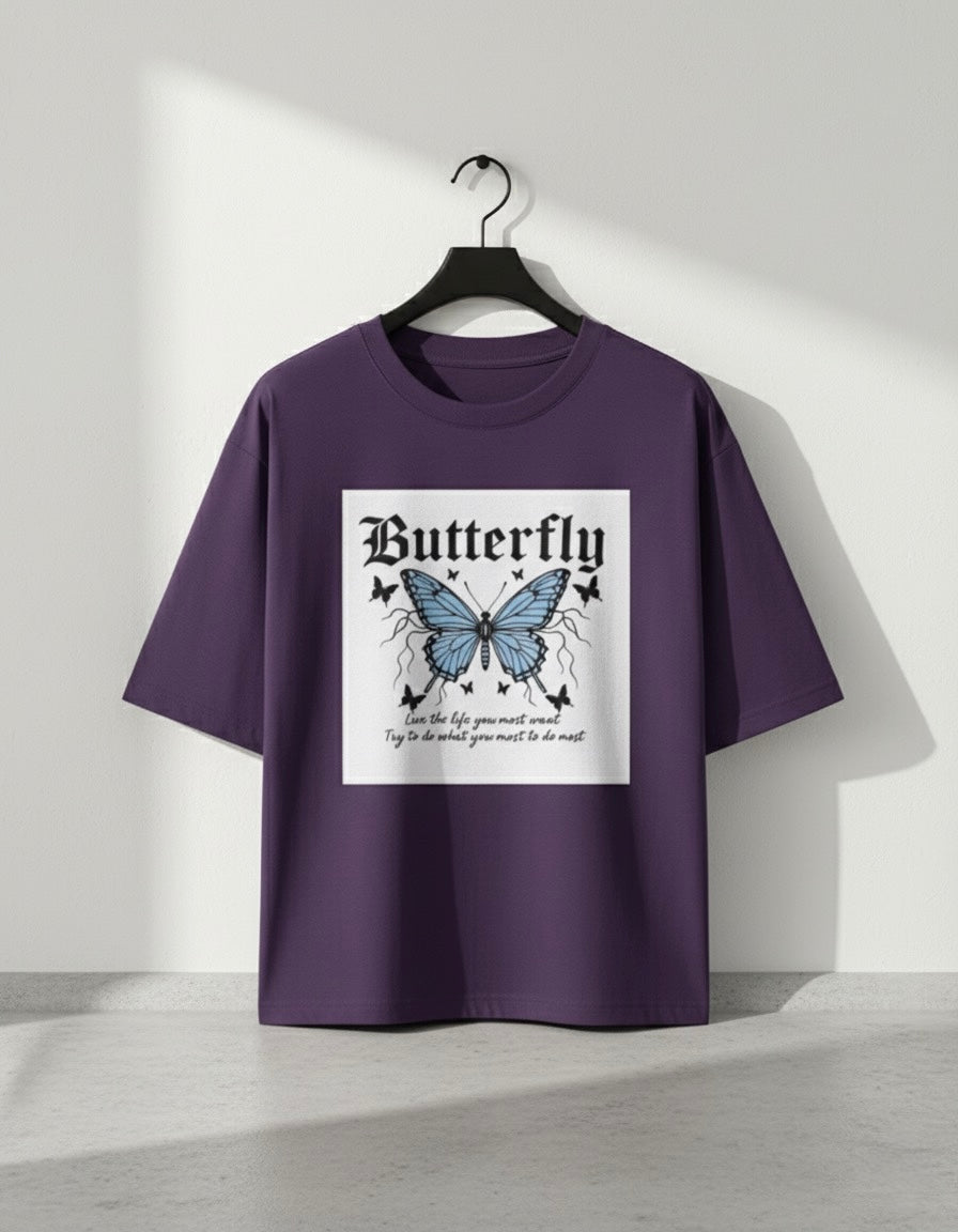 Blue Soul Butterfly Oversized Tee