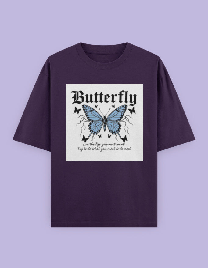 Blue Soul Butterfly Oversized Tee